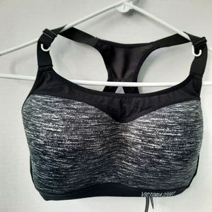 Victoria Sport Racerback Black Gray Sports Bra 32 DDD
